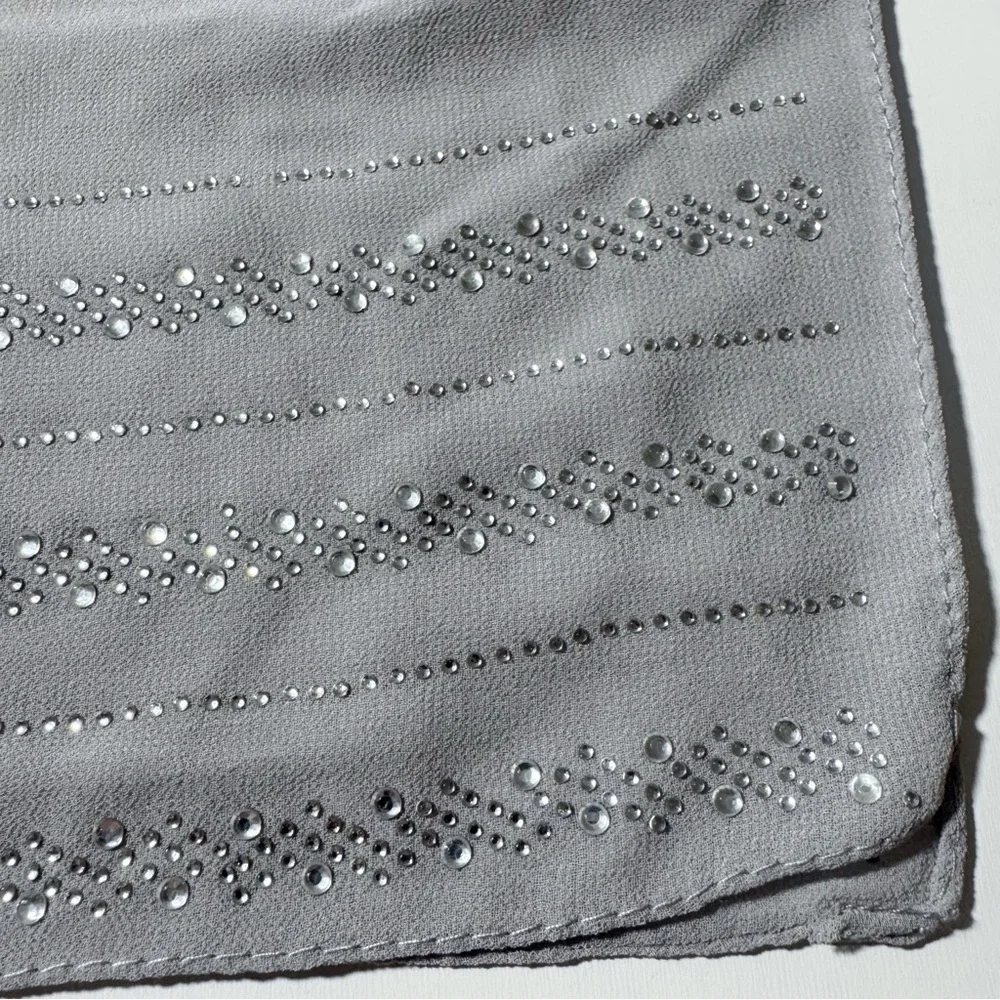 Ellen Tracy Sheer Gray Scarf/Wrap with Rhinestone Embellished Detail